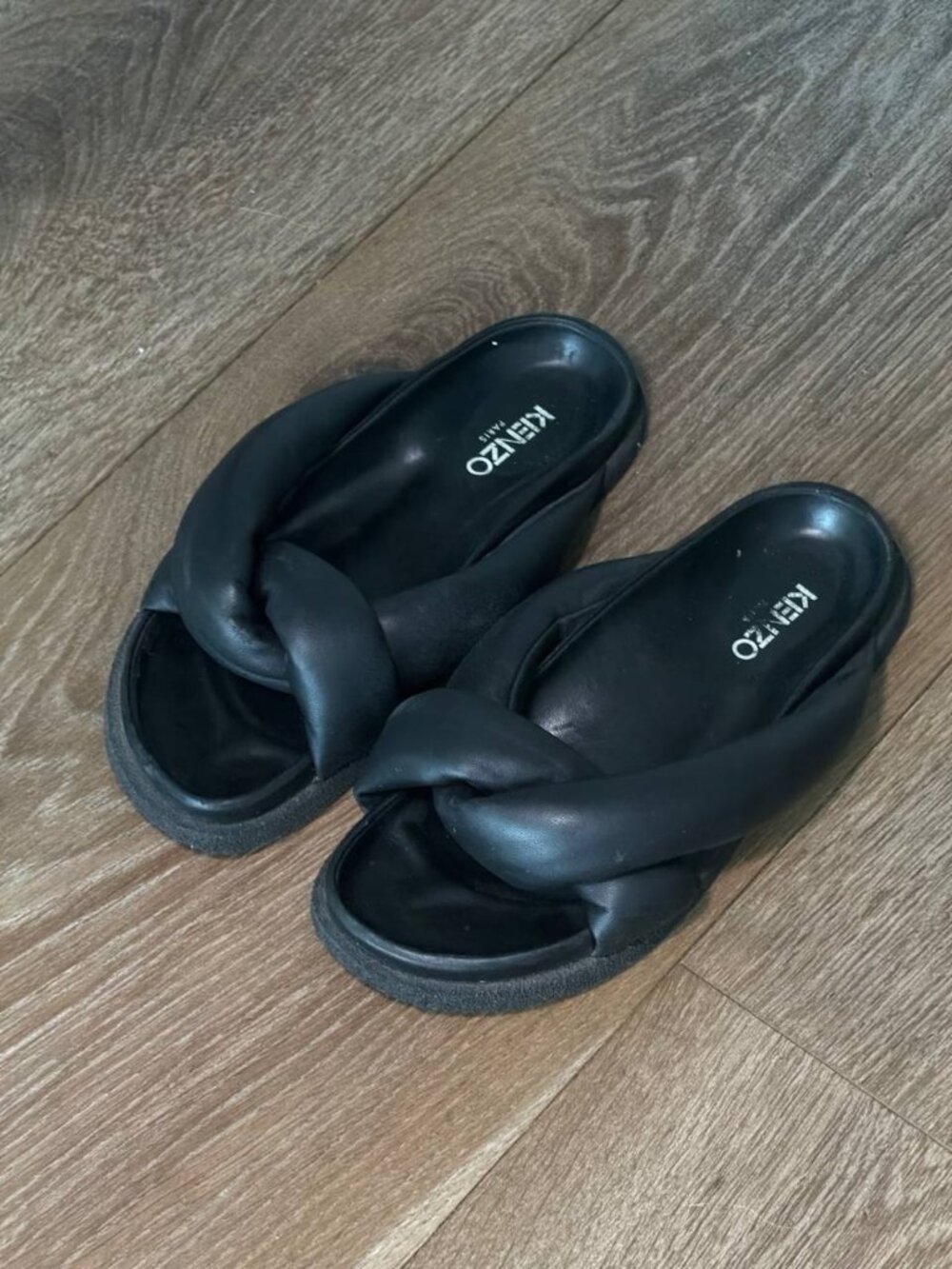 KENZO Black Knotted Slide Sandals for Women Sz 8